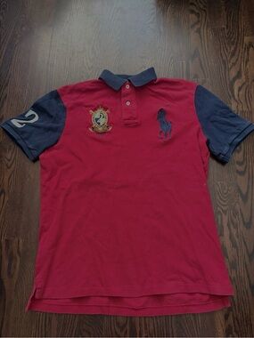 Ralph Lauren Red Polo with Navy Sleeves & Collar